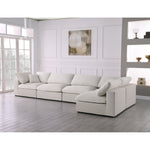 Serene 158" Linen Textured Fabric Upholstered Deluxe Comfort 5pc. Modular Sectional in Cream
