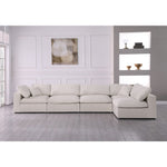 Serene 158" Linen Textured Fabric Upholstered Deluxe Comfort 5pc. Modular Sectional in Cream