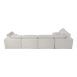 Serene 158" Linen Textured Fabric Upholstered Deluxe Comfort 5pc. Modular Sectional in Cream