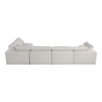 Serene 158" Linen Textured Fabric Upholstered Deluxe Comfort 5pc. Modular Sectional in Cream
