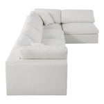 Serene 158" Linen Textured Fabric Upholstered Deluxe Comfort 5pc. Modular Sectional in Cream
