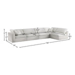 Serene 158" Linen Textured Fabric Upholstered Deluxe Comfort 5pc. Modular Sectional in Cream