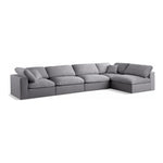 Serene 158" Linen Textured Fabric Upholstered Deluxe Comfort 5pc. Modular Sectional in Grey