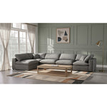 Serene 158" Linen Textured Fabric Upholstered Deluxe Comfort 5pc. Modular Sectional in Grey