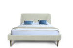Heather Velvet Upholstered Queen Bed in Cream and Gold