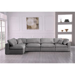Serene 158" Linen Textured Fabric Upholstered Deluxe Comfort 5pc. Modular Sectional in Grey