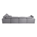 Serene 158" Linen Textured Fabric Upholstered Deluxe Comfort 5pc. Modular Sectional in Grey