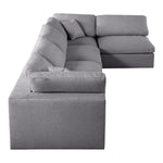 Serene 158" Linen Textured Fabric Upholstered Deluxe Comfort 5pc. Modular Sectional in Grey