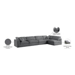 Serene 158" Linen Textured Fabric Upholstered Deluxe Comfort 5pc. Modular Sectional in Grey