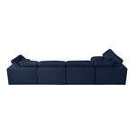 Serene 158" Linen Textured Fabric Upholstered Deluxe Comfort 5pc. Modular Sectional in Navy
