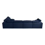 Serene 158" Linen Textured Fabric Upholstered Deluxe Comfort 5pc. Modular Sectional in Navy