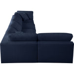Serene 158" Linen Textured Fabric Upholstered Deluxe Comfort 5pc. Modular Sectional in Navy