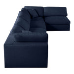 Serene 158" Linen Textured Fabric Upholstered Deluxe Comfort 5pc. Modular Sectional in Navy