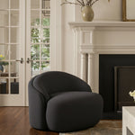 Caspian Chenille Fabric Upholstered Chair in Black