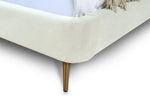 Heather Velvet Upholstered Queen Bed in Cream and Gold