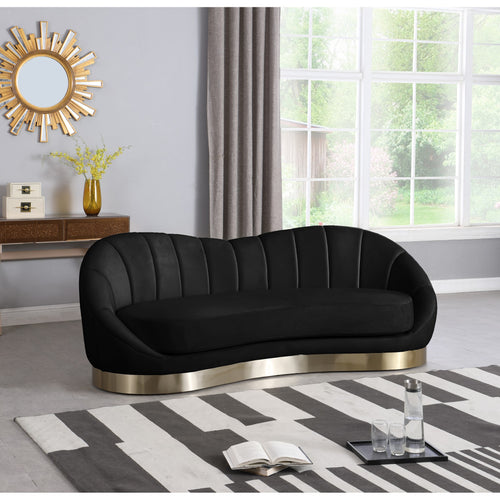 Shelly 91.5" Velvet Upholstered Sofa in Black