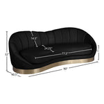 Shelly 91.5" Velvet Upholstered Sofa in Black