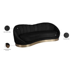 Shelly 91.5" Velvet Upholstered Sofa in Black