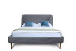 Heather Velvet Upholstered Queen Bed in Gray and Gold