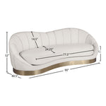 Shelly 91.5" Velvet Upholstered Sofa in Cream