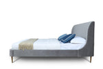 Heather Velvet Upholstered Queen Bed in Gray and Gold