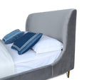 Heather Velvet Upholstered Queen Bed in Gray and Gold