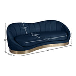 Shelly 91.5" Velvet Upholstered Sofa in Navy