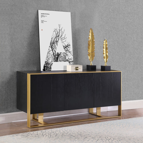 Sherwood Oak Veneer And Iron Sideboard / Buffet in Black