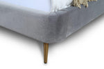 Heather Velvet Upholstered Queen Bed in Gray and Gold