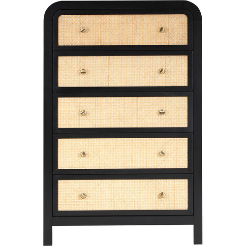 Siena Ash Wood And Natural Cane Chest in Black