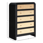 Siena Ash Wood And Natural Cane Chest in Black