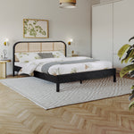 Siena Ash Wood And Natural Cane King Bed (3 Boxes) in Black