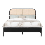 Siena Ash Wood And Natural Cane King Bed (3 Boxes) in Black