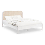 Siena Ash Wood And Natural Cane King Bed (3 Boxes) in White