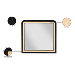 Siena Ash Wood And Natural Cane Frame Mirror in Black