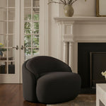 Caspian Chenille Fabric Upholstered Chair in Brown