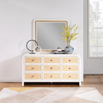 Siena Ash Wood And Natural Cane Frame Mirror in White