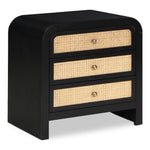 Siena Ash Wood And Natural Cane Nightstand in Black