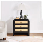 Siena Ash Wood And Natural Cane Nightstand in Black