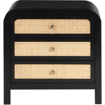 Siena Ash Wood And Natural Cane Nightstand in Black