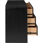 Siena Ash Wood And Natural Cane Nightstand in Black