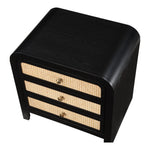 Siena Ash Wood And Natural Cane Nightstand in Black