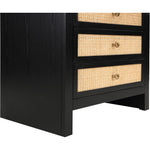 Siena Ash Wood And Natural Cane Nightstand in Black