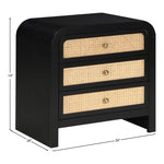 Siena Ash Wood And Natural Cane Nightstand in Black