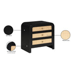 Siena Ash Wood And Natural Cane Nightstand in Black