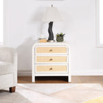 Siena Ash Wood And Natural Cane Nightstand in White