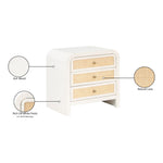 Siena Ash Wood And Natural Cane Nightstand in White