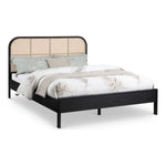 Siena Ash Wood And Natural Cane Queen Bed (3 Boxes) in Black