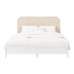 Siena Ash Wood And Natural Cane Queen Bed (3 Boxes) in White