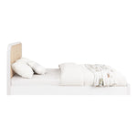 Siena Ash Wood And Natural Cane Queen Bed (3 Boxes) in White